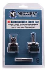 Midwest Industries MICRSSET Combat Rifle Sight Set  Black Flip Up Front  Rear for AR-15, M16, M4 | 816537017899