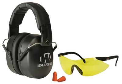 Walkers GWPFM3GFP EXT Range Shooting Muff Combo Kit Includes Foam Ear Plugs, 31 db Over the Head Shooting Muff, Sport Glasses w/Polycarbonate Lens | 888151000311