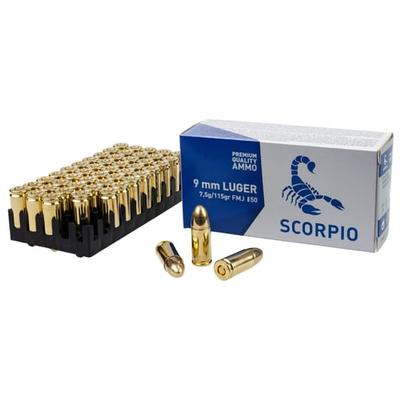 STV Technology Scorpio Ammo, 9MM, 115 Grain, Full Metal Jacket, 50 Round Box S9M | 850053775017