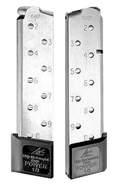 Power Magazine, 45ACP 10 Rounds, Fits 1911, Stainless | 705263151505