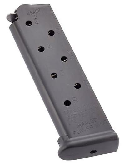 Magazine, Railed Power Mag RPM, 45ACP, 8 Rounds, Fits 1911, Stainless, Black | 750958734716